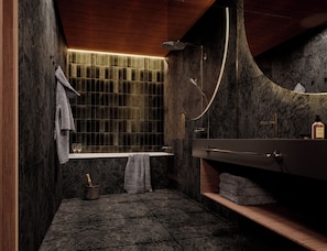 Luxury Suite, Hill View | Bathroom | Shower, hair dryer, towels, soap