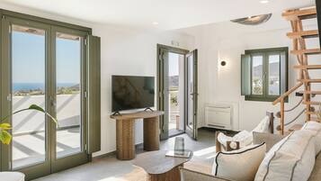Premium Suite with Outdoor Hot Tub & Sea | Living area