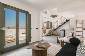 Majestic Suite with Outdoor Hot Tub | Living area - Acro Caldo Suites (Akrotiri)