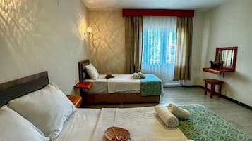 Habitación doble, balcón, vista al jardín | Espacio para trabajar con laptop y tabla de planchar con plancha