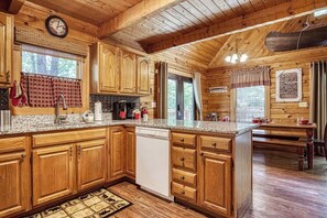 Fridge, microwave, dishwasher, coffee/tea maker