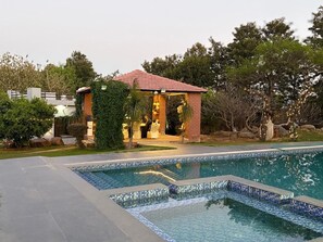 Pool - 5-bedroom Farm Stay WiFi, AC, fitness room with Pool Party Luxury farmhouse (Sohna)