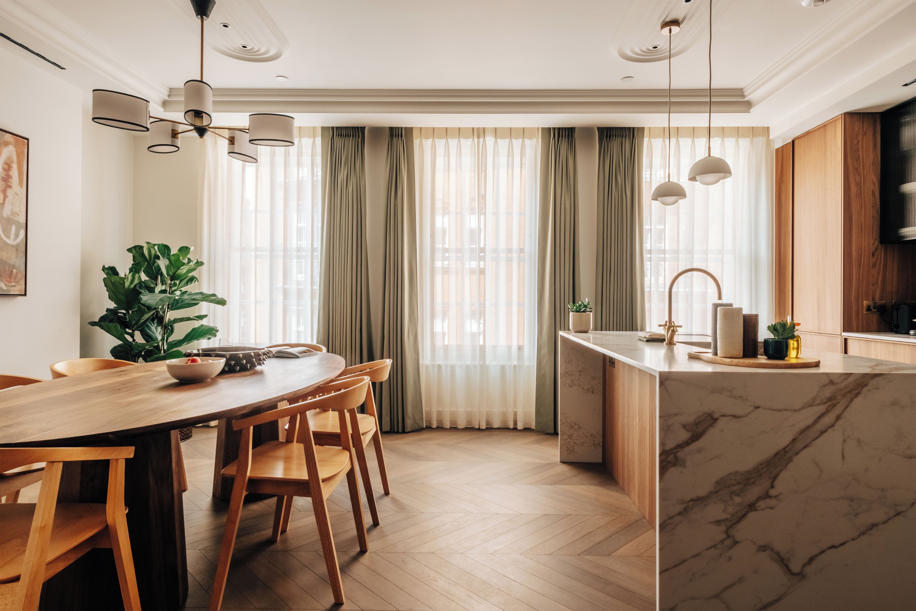 ラグジュアリー アパートメント 3 ベッドルーム キッチン シティビュー | 専用キッチン | 冷蔵庫、電子レンジ、オーブン、コンロ