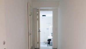 A narrow hallway with a carpeted floor leading to a door. - Close to Norreport st and walking street. 305 (København)