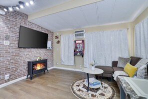TV, fireplace, video games