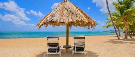 Sun-loungers, beach towels