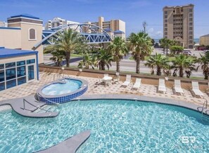 Outdoor pool and hot tub - Crystal Towers 609, Corner Unit Your Perfect Beach Getaway Awaits You! (Gulf Shores)