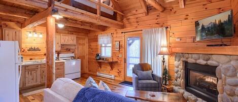 TV, fireplace, DVD player