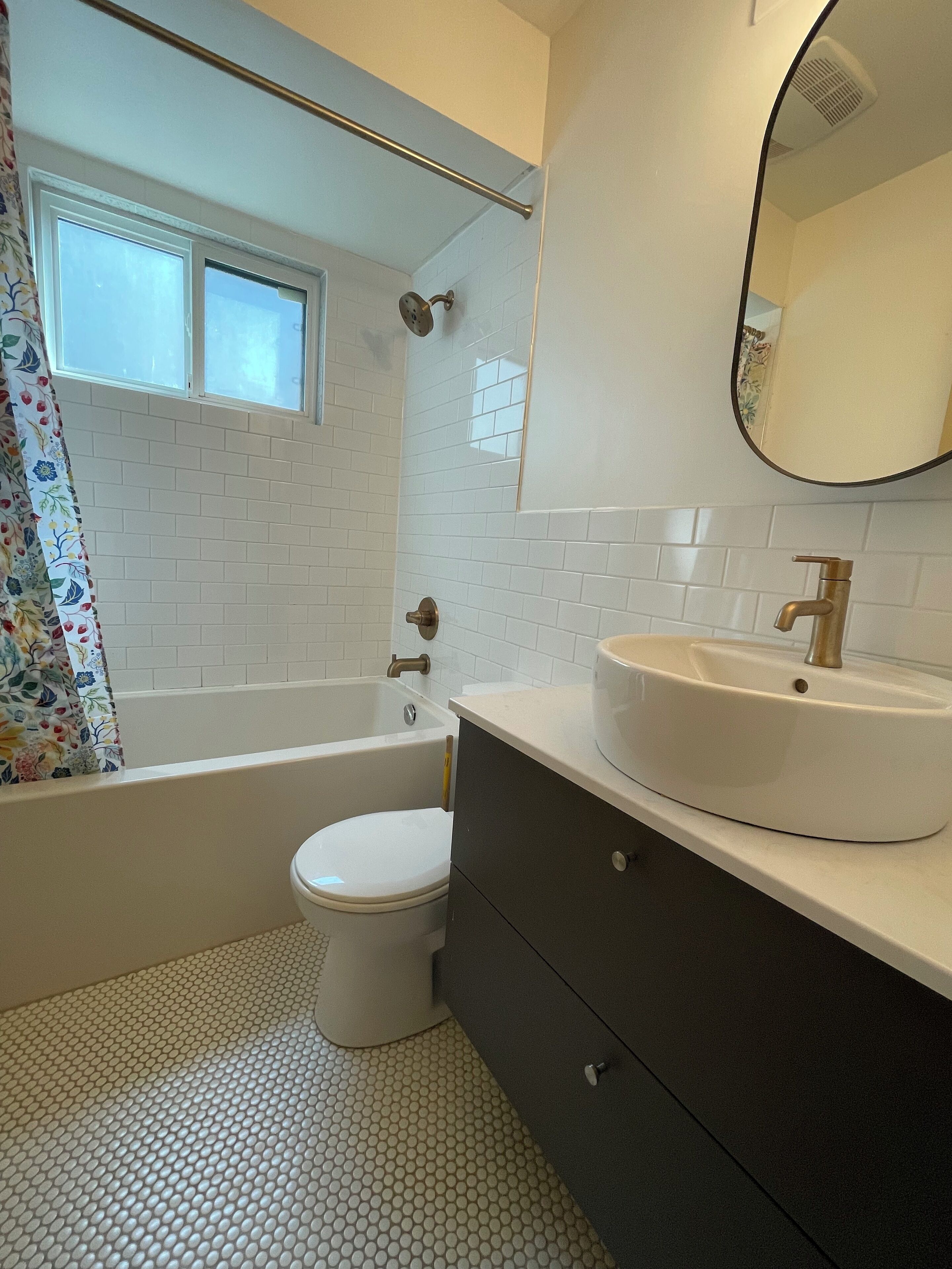 Hair dryer, towels, toilet paper