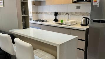 Microwave, oven, stovetop, electric kettle