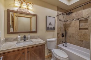 Shower, towels, soap, shampoo
