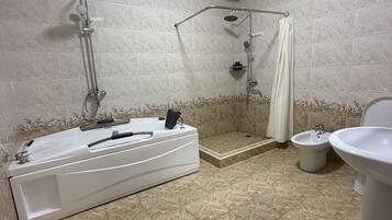 Luxury Suite | Bathroom | Free toiletries, hair dryer, slippers, towels