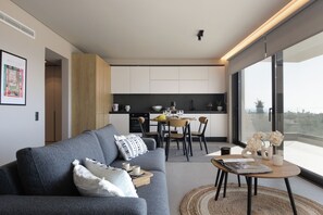 Apartment, Balcony, Sea View | Private kitchen | Full-sized fridge, oven, dishwasher, espresso maker - Sunshine Apartment (Saronida)