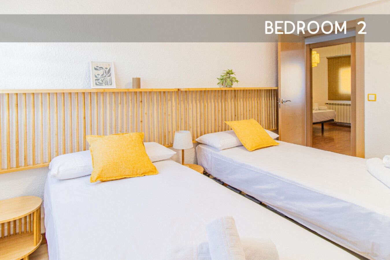 2 habitaciones, tabla de planchar con plancha, cuna de viaje y wifi 