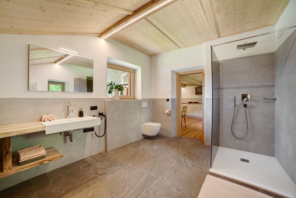 Een douche, een haardroger, handdoeken