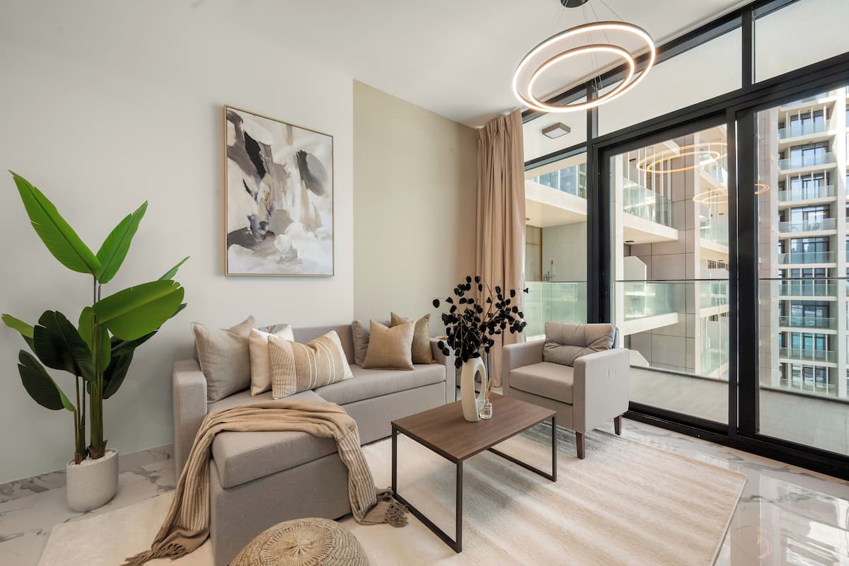 Superior Apartment | Living area | 50-inch Smart TV with digital channels