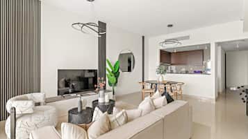 Premium Apartment | Living area | 50-inch Smart TV with digital channels