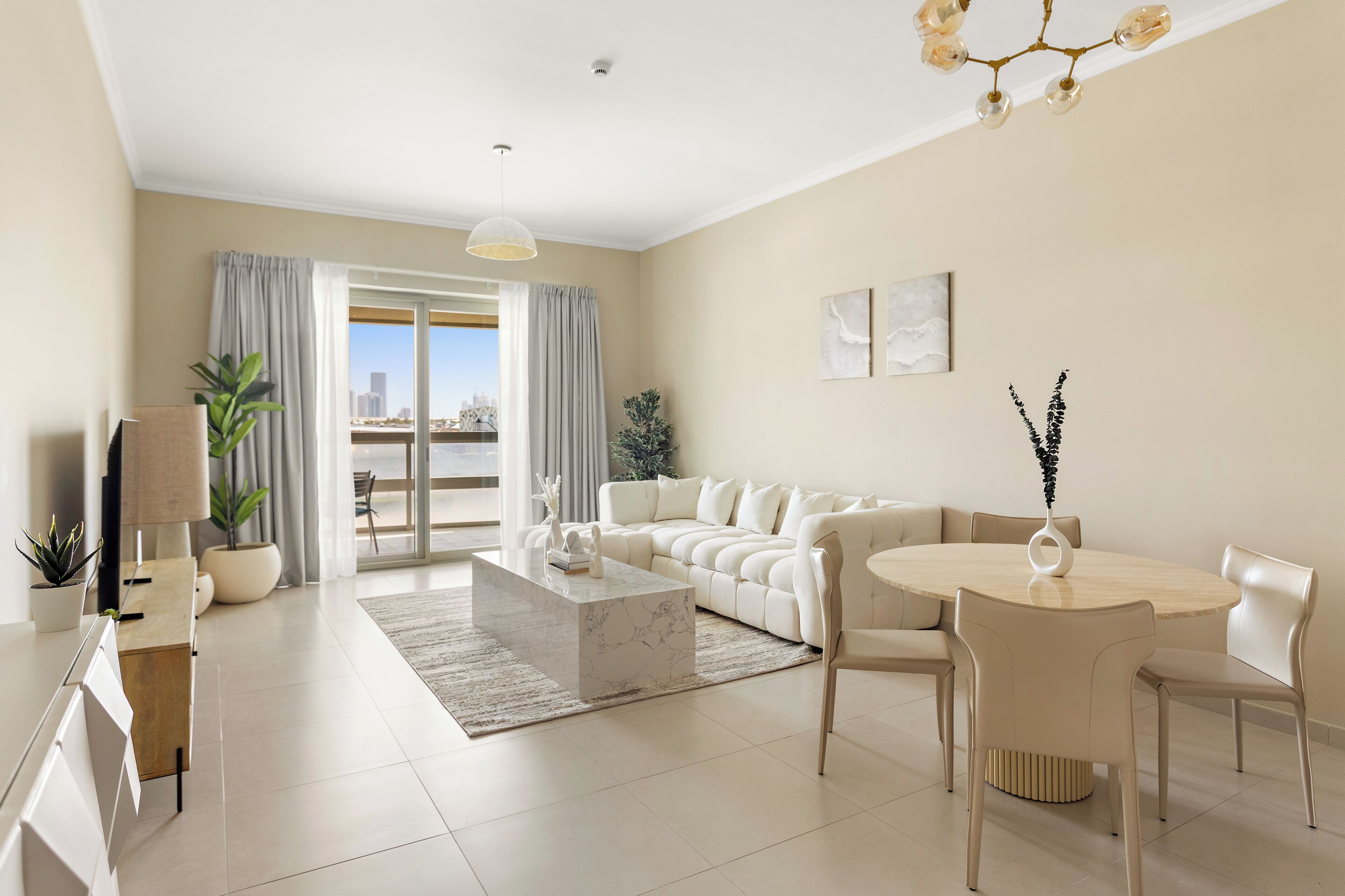 Family Apartment | Living area | 50-inch Smart TV with digital channels