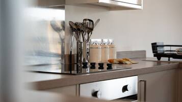 Fridge, microwave, oven, toaster