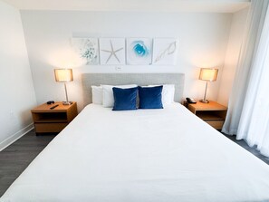 1 bedroom, desk, iron/ironing board, travel cot