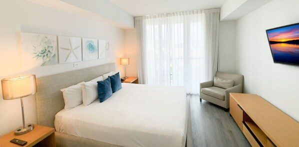 1 bedroom, desk, iron/ironing board, travel cot