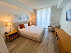 1 bedroom, desk, iron/ironing board, travel cot