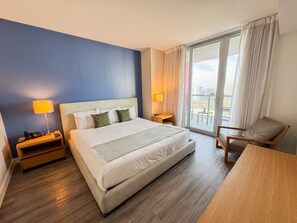 1 bedroom, desk, iron/ironing board, travel cot