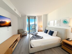 1 bedroom, desk, iron/ironing board, travel crib