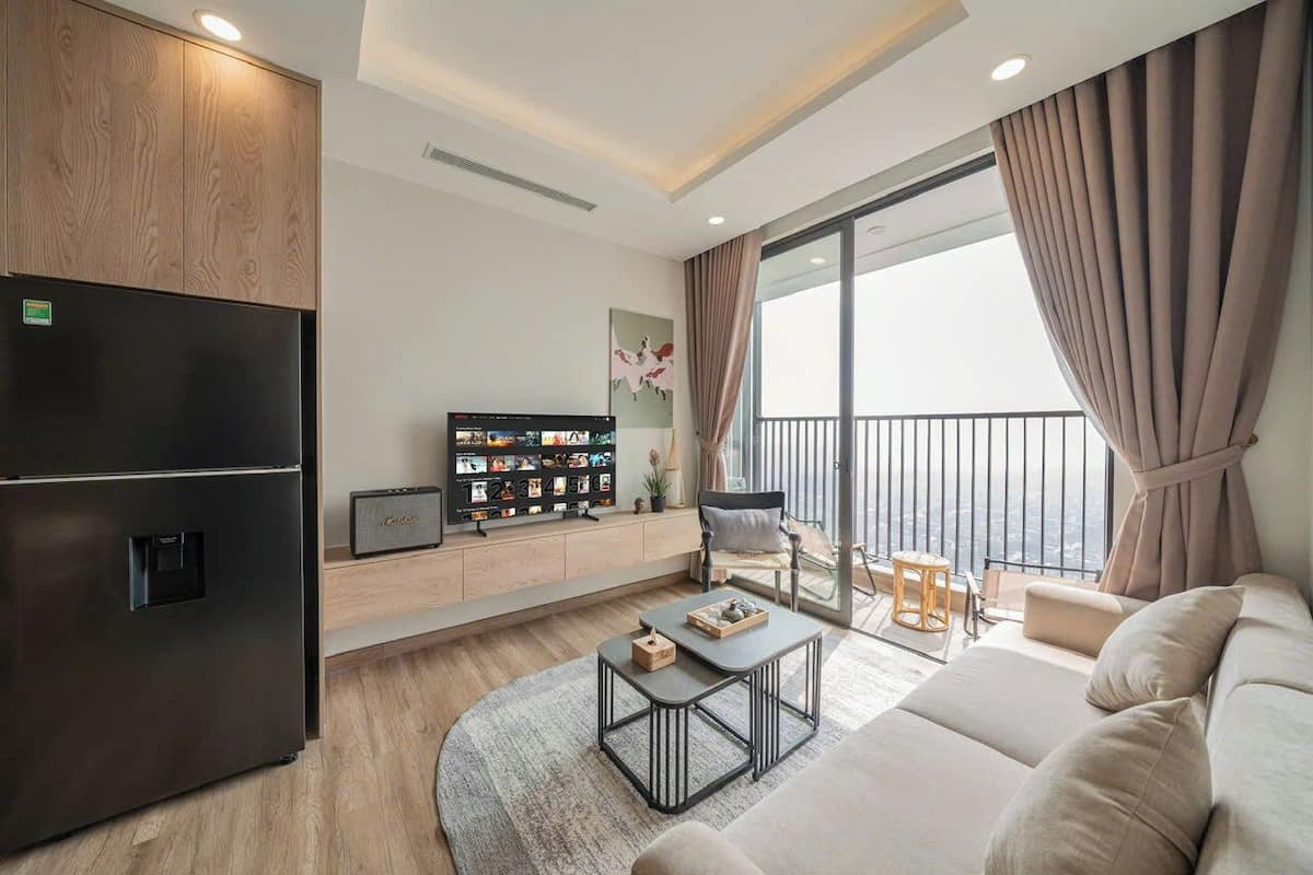 Departamento de lujo, 2 habitaciones, cocina, vista al lago | Ropa de cama de alta calidad y camas con efecto memoria