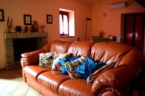 Televisión y chimenea 