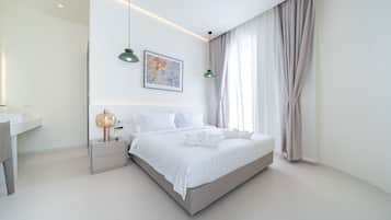 Mørklægningsgardiner, gratis Wi-Fi, sengetøj