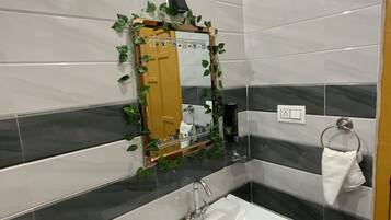 Shower, bidet, towels, soap