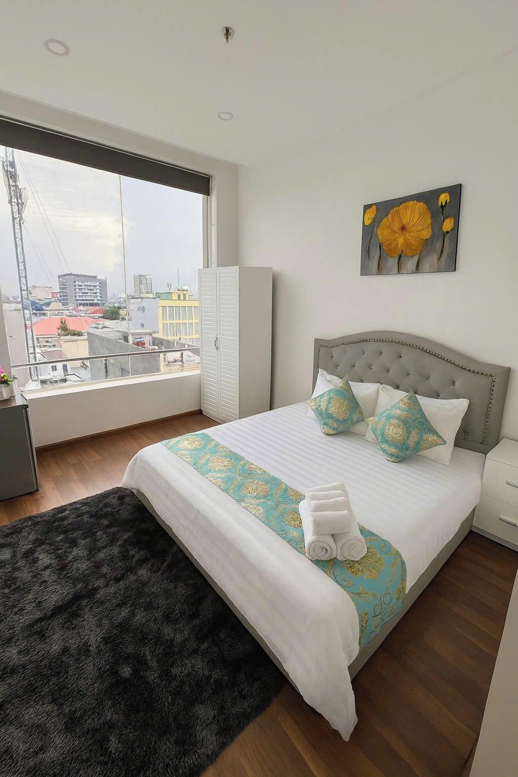 华丽双人房（单人入住）, 城市景观 | 办公桌、免费 WiFi、床单