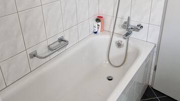 Hair dryer, towels, toilet paper