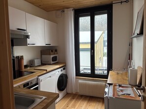 Fridge, microwave, oven, stovetop - APARTMENT NEAR CITY CENTER (Mont-Dore)