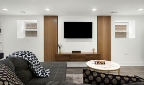 Smart TV, table football, ping pong, books
