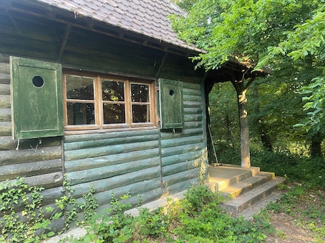 Exterior detail. Charming wooden house