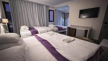 Desk, free WiFi, bed sheets