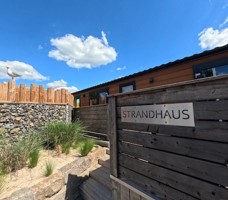 Exterior detail. Beach house on the Rhön beach with whirlpool
