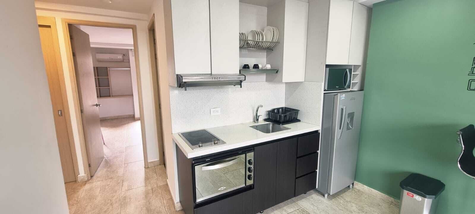 Apartamento estándar, vistas a la ciudad | Cocina privada | Microondas, placa de cocina, arrocera y licuadora