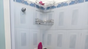 A shower with a handheld showerhead, a soap dish, and a towel holder. - Relax in budgey Villa with Jacuzzi and private Pool Perfect fr Groups & Families (Grand Baie)