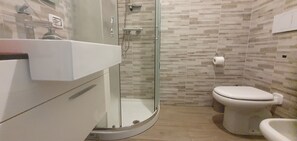 Regadera, secadora de cabello, bidet, toallas