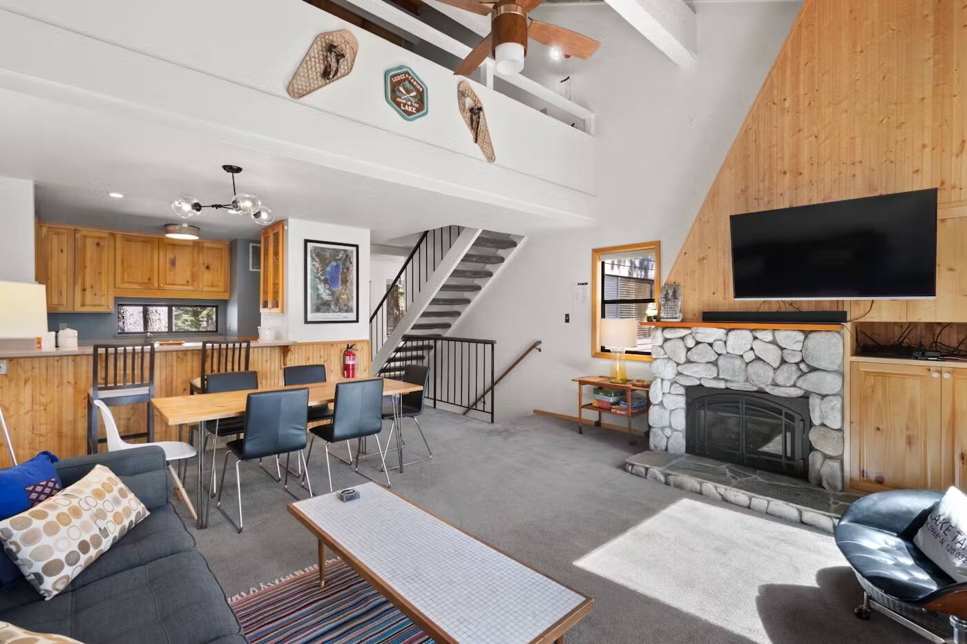 Smart TV, fireplace, DVD player, music library