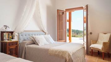 Deluxe Quadruple Room, Garden View | Frette Italian sheets, premium bedding, down comforters