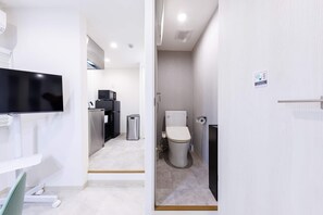 Room 302, non-smoking | Bathroom | Free toiletries, hair dryer, towels, shampoo - Namba Kuromon Central Self Inn (Osaka)