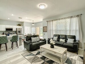 Smart TV, fireplace, video games, table football