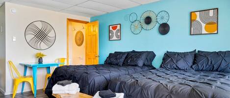 1 غرفة نوم وواي فاي وملاءات أسرّة