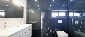 Hair dryer, towels