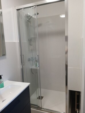 Shower, towels, soap