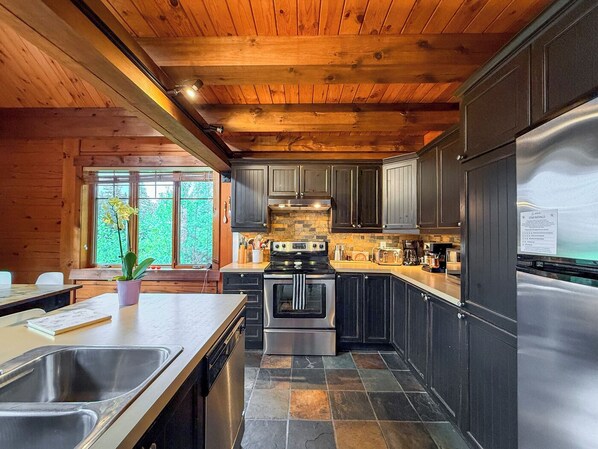 Fridge, microwave, oven, dishwasher